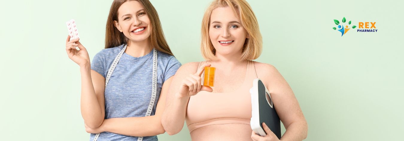 Woman with oral weight loss medication