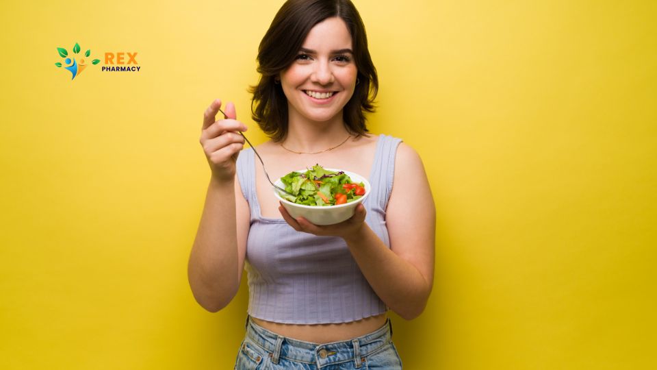 Woman eating a healthy salad